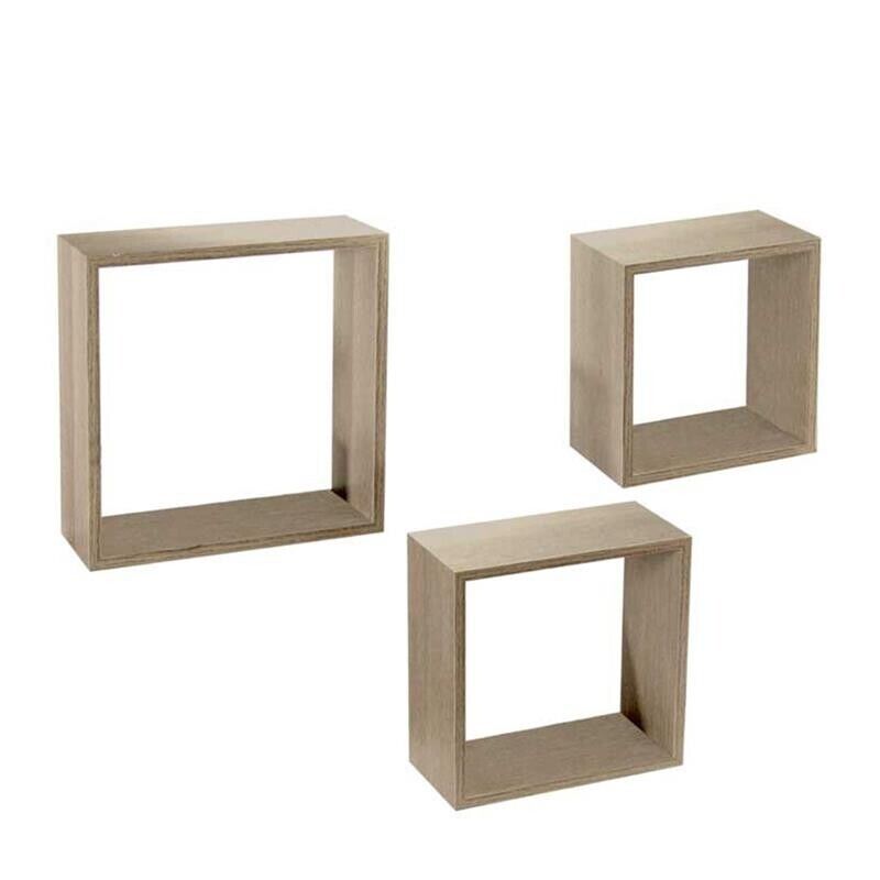 MAURY'S 3 PENSILI QUADRATI IN LEGNO DA PARETE IN TRE MISURE CON FINITURA ROVERE