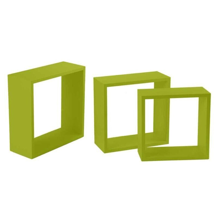 SET 3 PENSILI QUADRATI IN LEGNO DA PARETE IN TRE MISURE CON FINITURA VERDE