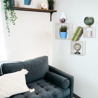 MAURY'S 3 PENSILI QUADRATI IN LEGNO DA PARETE IN TRE MISURE  BIANCO LEGNO