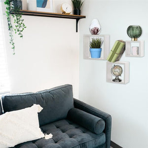 MAURY'S 3 PENSILI QUADRATI IN LEGNO DA PARETE IN TRE MISURE  BIANCO LEGNO