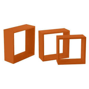 MAURY'S 3 PENSILI QUADRATI IN LEGNO DA PARETE IN TRE MISURE FINITURA ARANCIONE