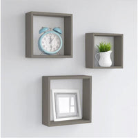 MAURY'S 3 PENSILI QUADRATI IN LEGNO DA PARETE IN TRE MISURE CON FINITURA OLMO