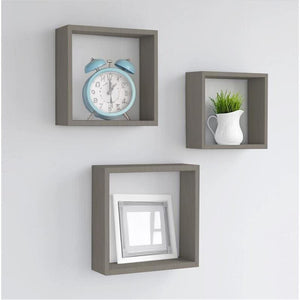 MAURY'S 3 PENSILI QUADRATI IN LEGNO DA PARETE IN TRE MISURE CON FINITURA OLMO