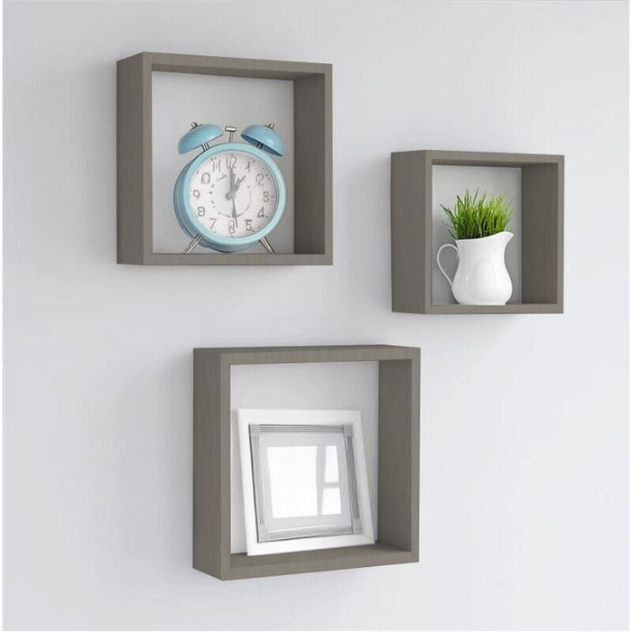 MAURY'S 3 PENSILI QUADRATI IN LEGNO DA PARETE IN TRE MISURE CON FINITURA OLMO