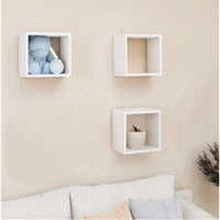 MAURY'S 3 PENSILI QUADRATI IN LEGNO DA PARETE IN TRE MISURE  BIANCO LEGNO