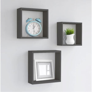 MAURY'S 3 PENSILI QUADRATI IN LEGNO DA PARETE IN TRE MISURE CON FINITURA WENGÈ