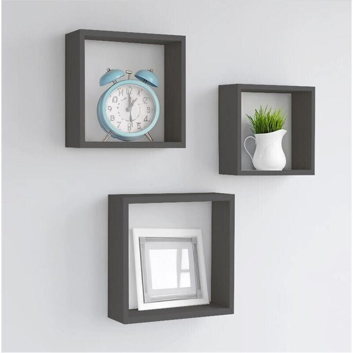 MAURY'S 3 PENSILI QUADRATI IN LEGNO DA PARETE IN TRE MISURE CON FINITURA WENGÈ