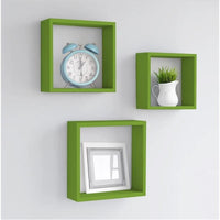 MAURY'S 3 PENSILI QUADRATI IN LEGNO DA PARETE IN TRE MISURE CON FINITURA VERDE