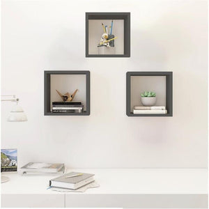 MAURY'S 3 PENSILI QUADRATI IN LEGNO DA PARETE IN TRE MISURE CON FINITURA WENGÈ