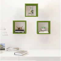 MAURY'S 3 PENSILI QUADRATI IN LEGNO DA PARETE IN TRE MISURE CON FINITURA VERDE