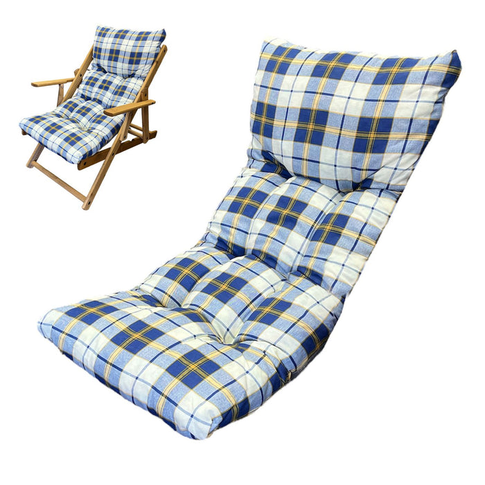 Marvin Cuscino Per Poltrona Sedia Sdraio Relax Giardino Esterno Tessuto In Legno Imbottito Reclinabile Pieg Blu e Giallo