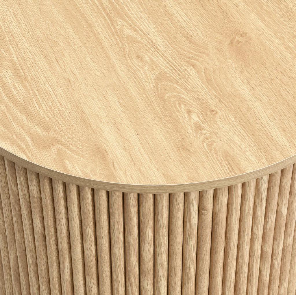Set di tavolini da caffè 60x60x38.5+30x30x56 cm con motivo a strisce verticali 3D in MDF naturale