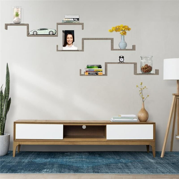 SET 3 MENSOLE LINEARI IN DIFFERENTI DIMENSIONI CON FINITURA ROVERE