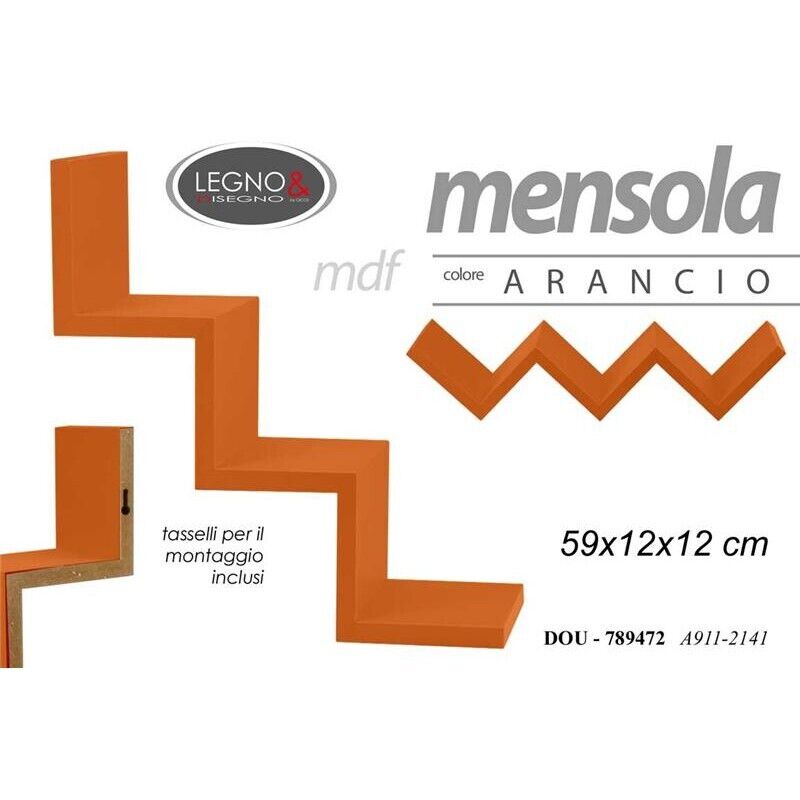 MENSOLA ZIG ZAG DIMENSIONI 59X12X12 CM IN COLORE ARANCIONE