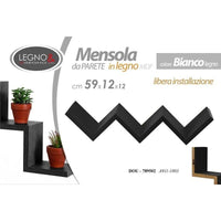 MAURY'S MENSOLA ZIG ZAG DIMENSIONI 59X12X12 CM IN COLORE NERO