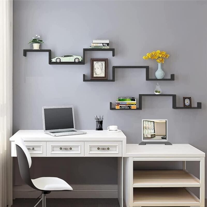 MAURY'S SET 3 MENSOLE LINEARI IN DIFFERENTI DIMENSIONI CON FINITURA NERA