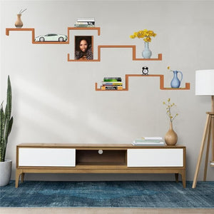 MAURY'S SET 3 MENSOLE LINEARI IN DIFFERENTI MISURE DI COLORE ARANCIONE