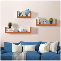 MAURY'S SET 3 MENSOLE LINEARI IN DIFFERENTI MISURE DI COLORE ARANCIONE