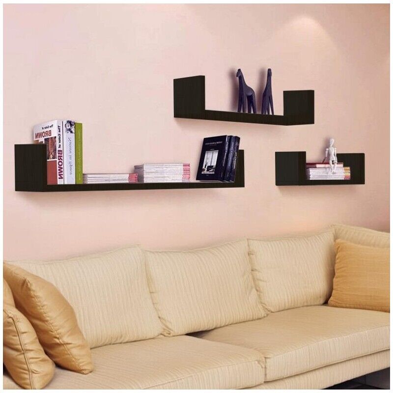 MAURY'S SET 3 MENSOLE LINEARI IN DIFFERENTI DIMENSIONI CON FINITURA NERA