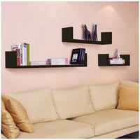 MAURY'S SET 3 MENSOLE LINEARI IN DIFFERENTI DIMENSIONI CON FINITURA NERA