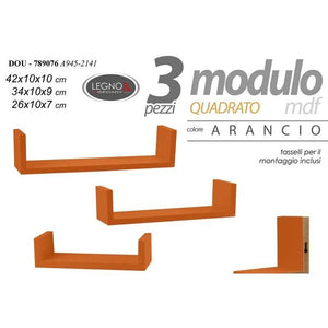 MAURY'S SET 3 MENSOLE LINEARI IN DIFFERENTI MISURE DI COLORE ARANCIONE