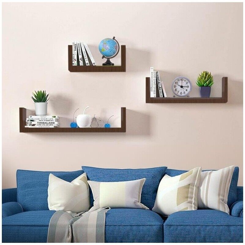 MAURY'S SET 3 MENSOLE LINEARI IN DIFFERENTI DIMENSIONI CON FINITURA NOCE