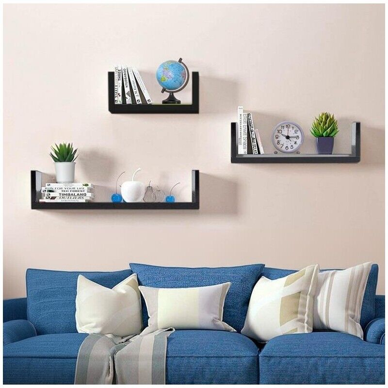 MAURY'S SET 3 MENSOLE LINEARI IN DIFFERENTI DIMENSIONI CON FINITURA  WENGÈ