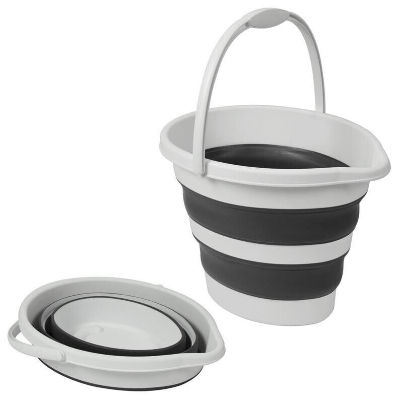 MAURY'S SECCHIO PIEGHEVOLE IN SILICONE CON MANICO DA 10LT GRIGIO E BIANCO