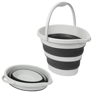 MAURY'S SECCHIO PIEGHEVOLE IN SILICONE CON MANICO DA 10LT GRIGIO E BIANCO