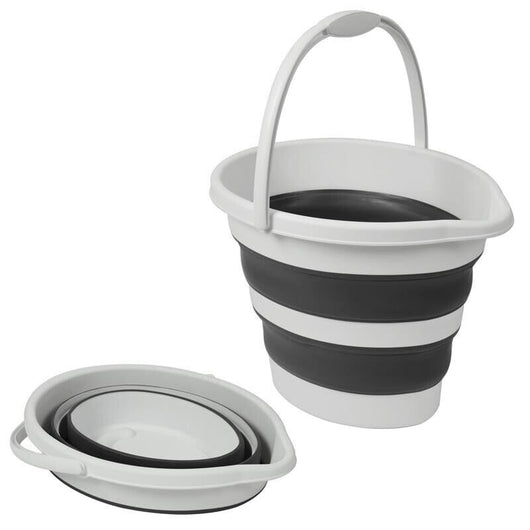 MAURY'S SECCHIO PIEGHEVOLE IN SILICONE CON MANICO DA 10LT GRIGIO E BIANCO