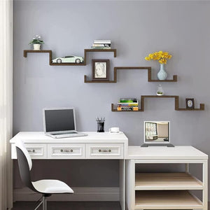 MAURY'S SET 3 MENSOLE LINEARI IN DIFFERENTI DIMENSIONI CON FINITURA  WENGÈ