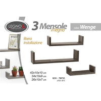 MAURY'S SET 3 MENSOLE LINEARI IN DIFFERENTI DIMENSIONI CON FINITURA  WENGÈ