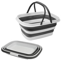 MAURY'S CESTO PIEGHEVOLE PER BUCATO CON MANICI DA 8,5 LT GRIGIO E BIANCO