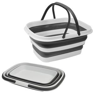 MAURY'S CESTO PIEGHEVOLE PER BUCATO CON MANICI DA 8,5 LT GRIGIO E BIANCO