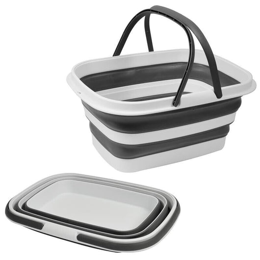 MAURY'S CESTO PIEGHEVOLE PER BUCATO CON MANICI DA 8,5 LT GRIGIO E BIANCO