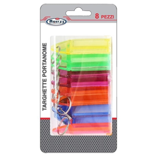 MAURY'S SET 8 TARGHETTE PORTANOME IN PLASTICA IN COLORE ASSORTITO