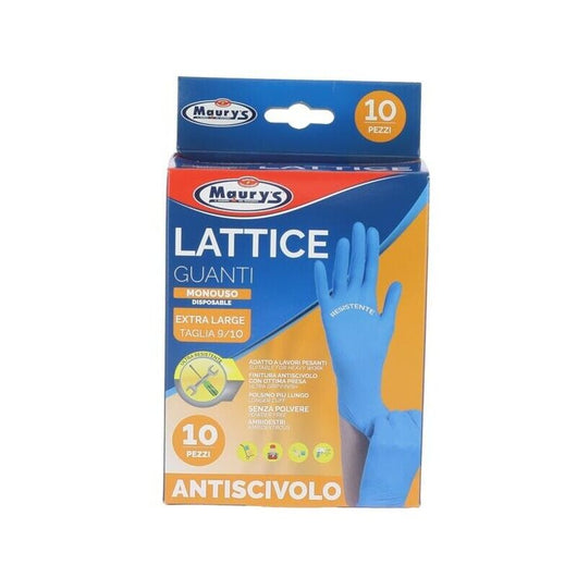 MAURY'S GUANTI IN LATTICE DA LAVORO ANTISCIVOLO CONFEZIONE DA 10PZ TG XL