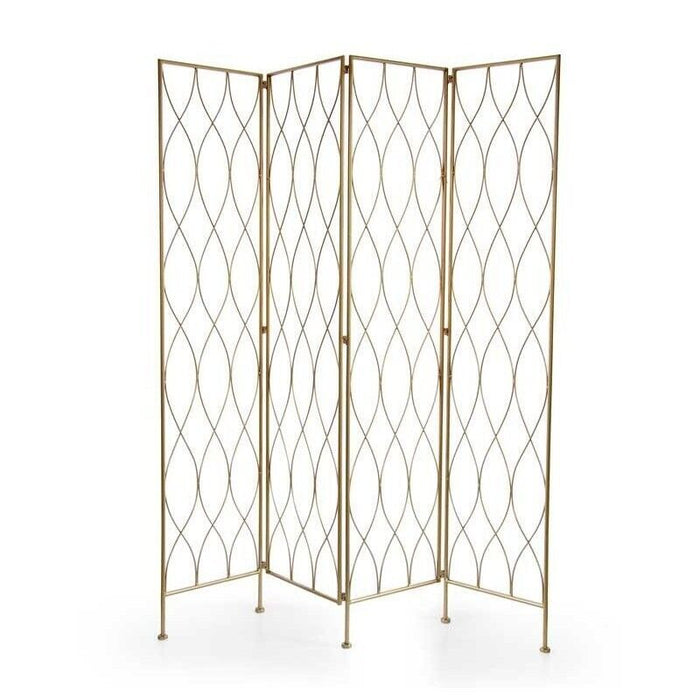 SEPARÈ IN METALLO A TRAMA FORATA 4 PANNELLI 40X180CM COLORE ORO