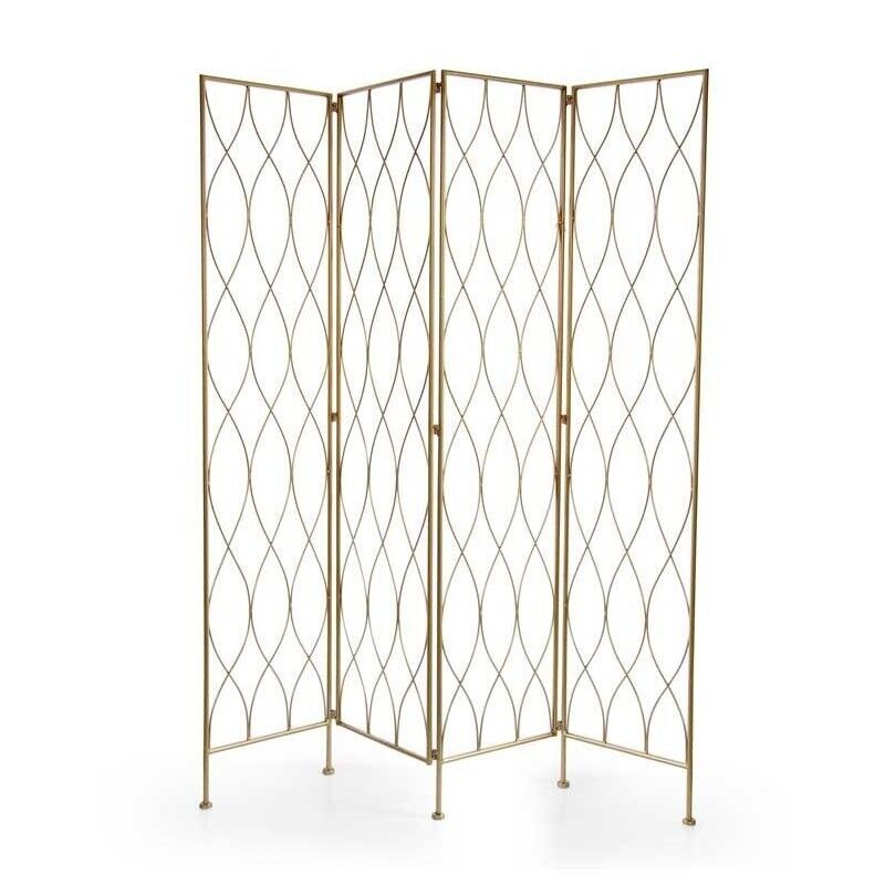 SEPARÈ IN METALLO A TRAMA FORATA 4 PANNELLI 40X180CM COLORE ORO