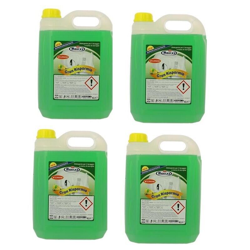 SET 4 MAURY'S DETERGENTE SUPERCONCENTRATO PER PIATTI DA 4 LT AL LIMONE