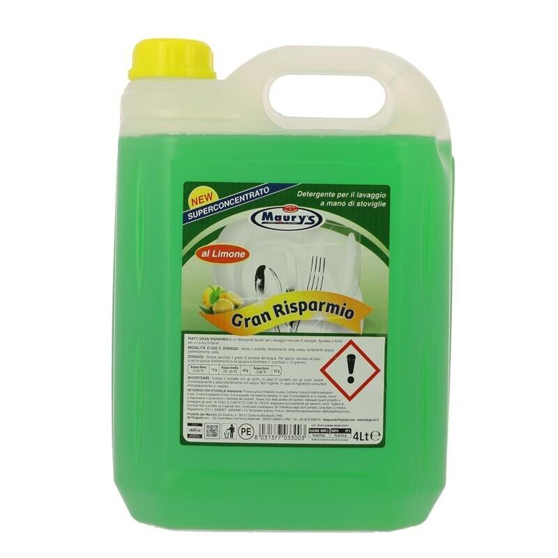 SET 4 MAURY'S DETERGENTE SUPERCONCENTRATO PER PIATTI DA 4 LT AL LIMONE