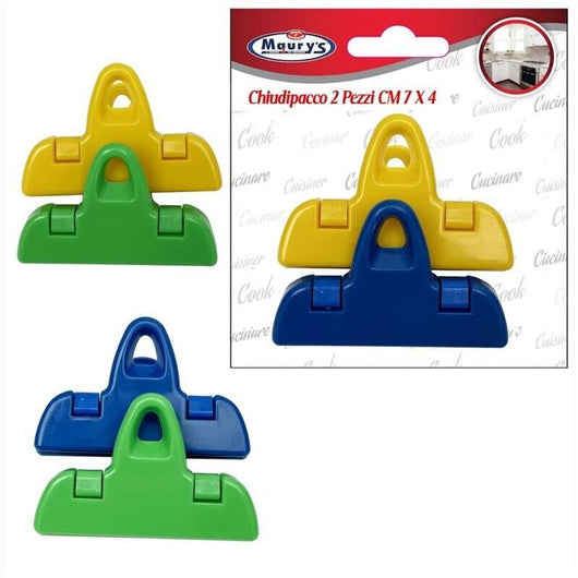 MAURY'S SET 2  CONFEZIONI CHIUDIPACCO 7X4 CM IN COLORE ASSORITO