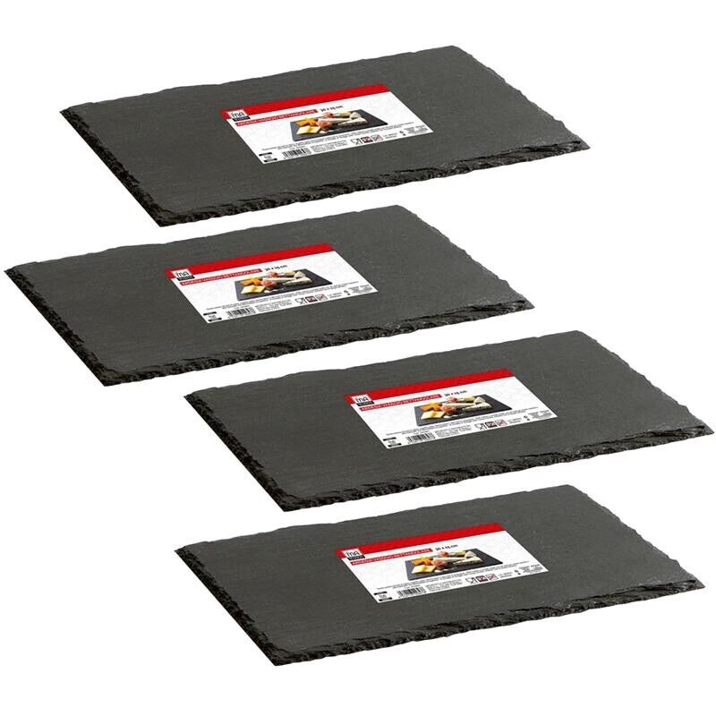 MAURY'S SET 4 VASSOI RETTANGOLARI IN ARDESIA 35 X 15 CM PER ANTIPASTI O DESSERT