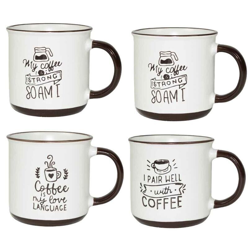 MAURY'S CLASS SET 4 TAZZE DA CAPPUCCINO CAPIENZA 430 CC IN DECORO ASSORTITO