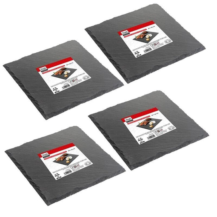 MAURY'S SET 4 VASSOI QUADRATI IN ARDESIA 30X30 CM PER ANTIPASTI O DESSERT