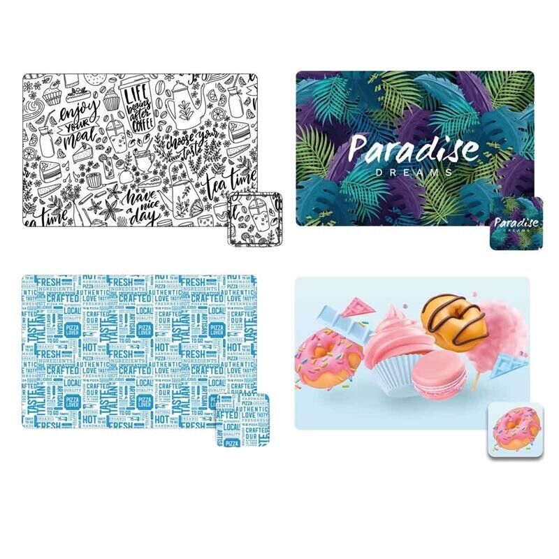 MAURY'S SET 4 TOVAGLIETTE CON SOTTOBICCHIERE COORDINATO ASSORTITO