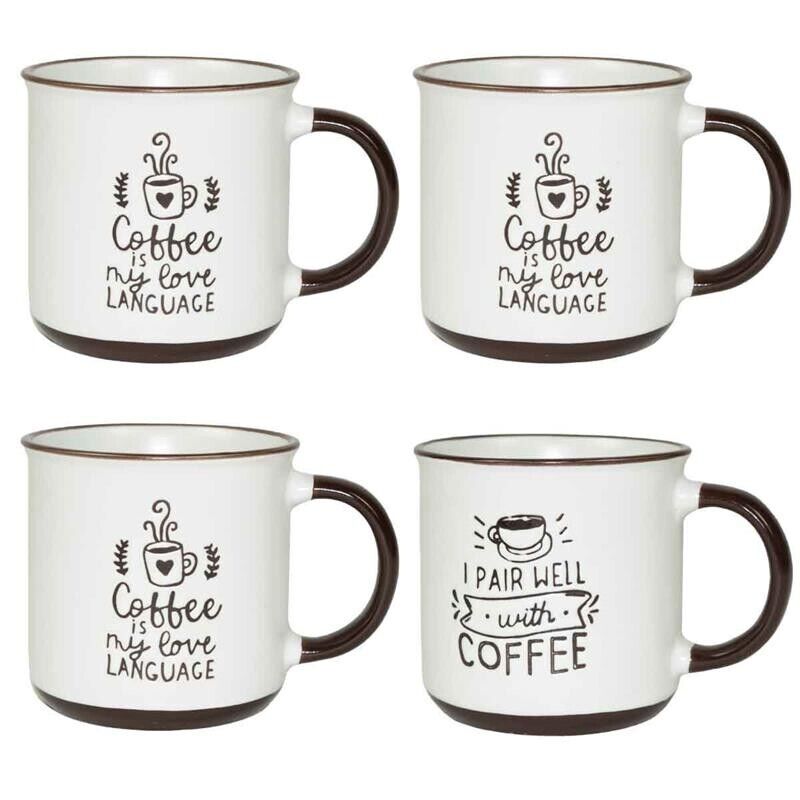 MAURY'S CLASS SET 4 TAZZE DA CAPPUCCINO CAPIENZA 430 CC IN DECORO ASSORTITO