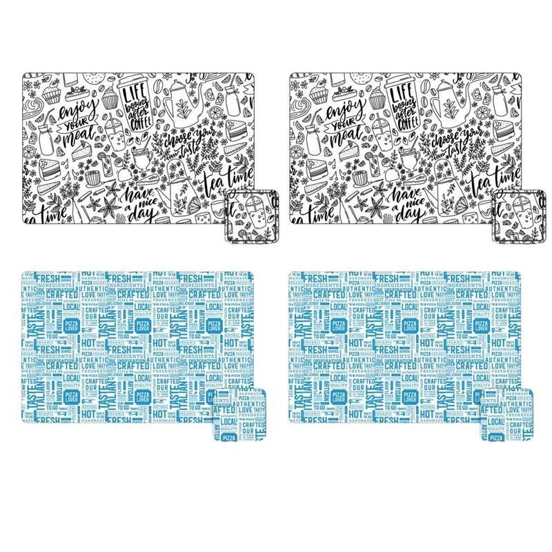 MAURY'S SET 4 TOVAGLIETTE CON SOTTOBICCHIERE COORDINATO ASSORTITO