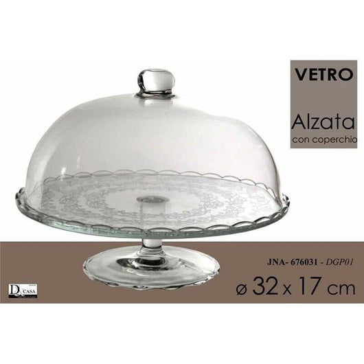 MAURY'S ALZATA PORTATORTA H 17 X 28 CM PORTA DOLCI IN VETRO TRASPARENTE