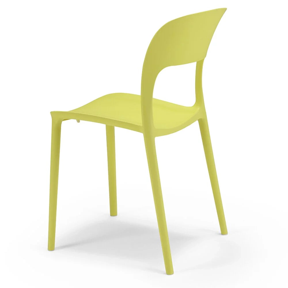 Sedia in polipropilene KATE, impilabile, resistente ai raggi UV, design moderno, ideale per sala da pranzo, cucina, sala d’attesa, bar, ristoranti o da esterno, colore Giallo Lime